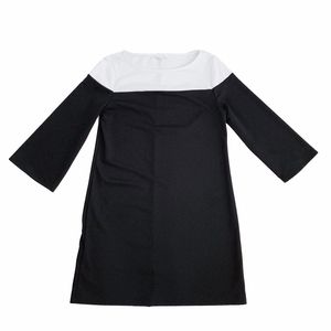 Gap Long Sleeve Shift Dress Colorblock Black White